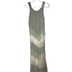 Soft Surroundings Green Tie Dye Silk Summer Maxi Dress Size Medium Sleeveless.
